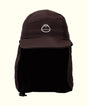 Brown Surf Hat with flap for water and sun protection, featuring an embroidered logo, perfect for outdoor adventures. Sun Bum.