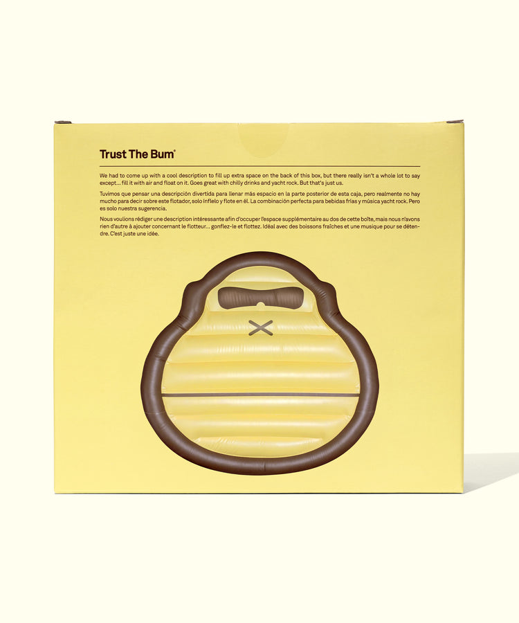 Product packaging with a brown ring design on a yellow background