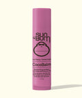 Pink lip balm tube with 'Sun Bum' branding on a white background