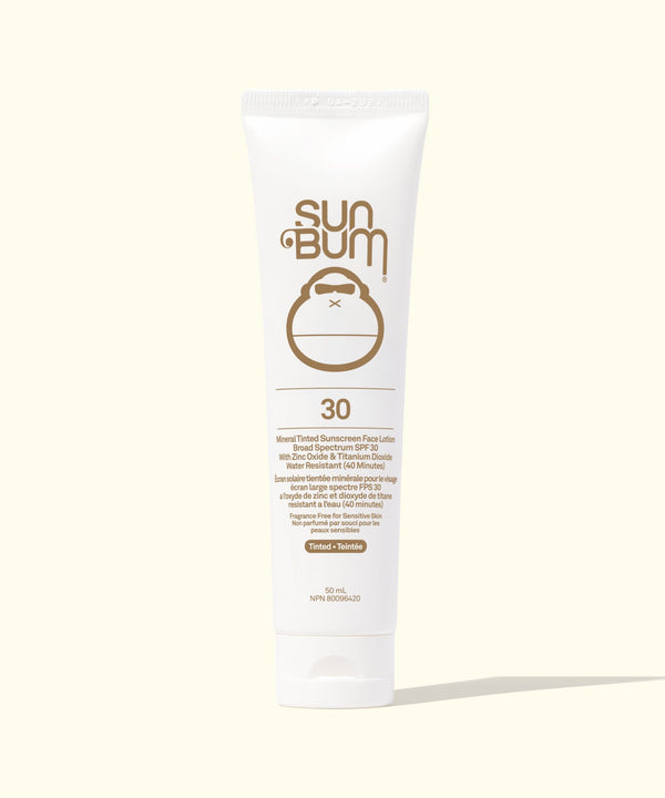 Sun Bum sunscreen tube on a white background
