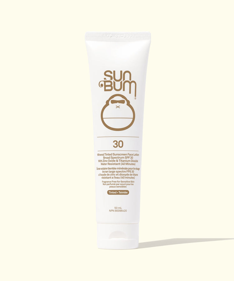 Sun Bum sunscreen tube on a white background