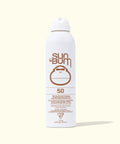 Sun Bum sunscreen spray bottle on a white background