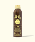 Sun Bum sunscreen spray bottle on a white background