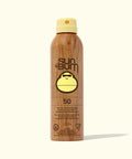 Sun Bum sunscreen spray bottle on a white background