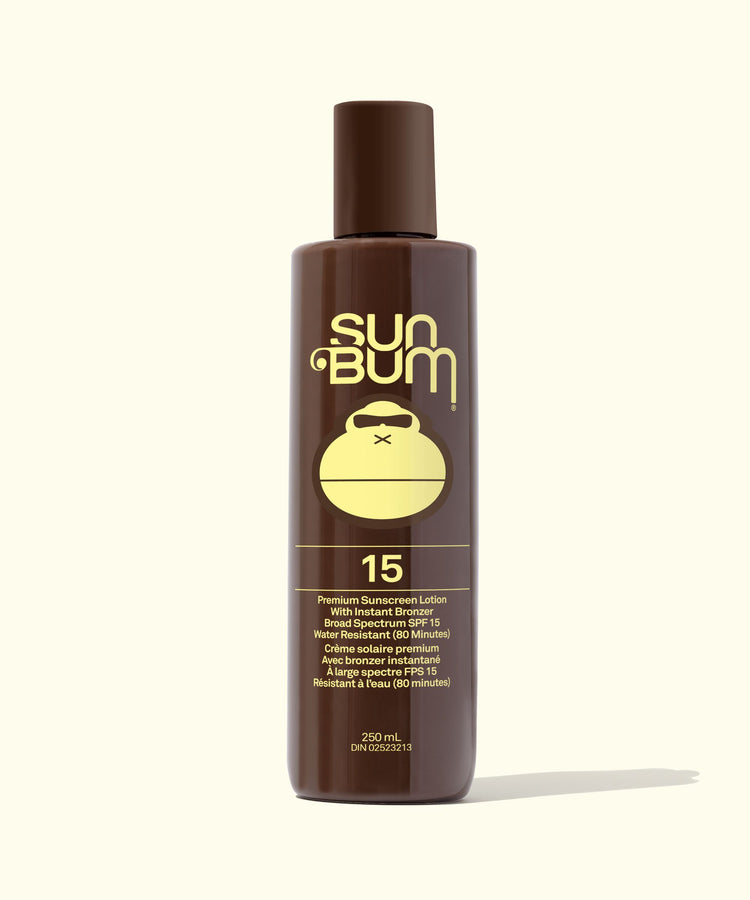 Sun Bum sunscreen bottle on a white background