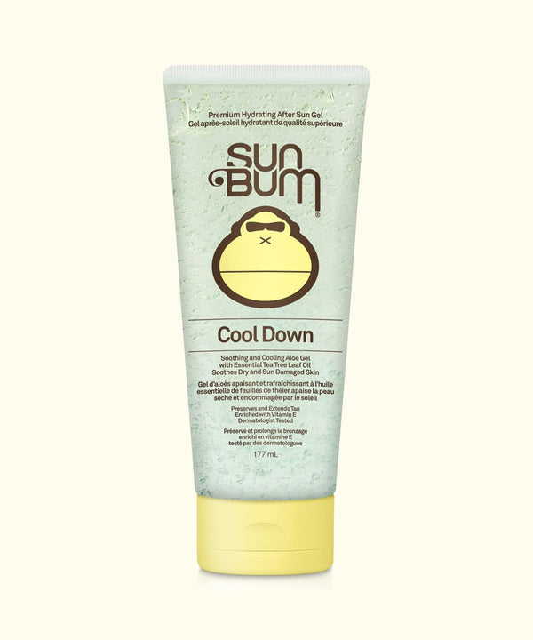 Sun Bum after sun gel tube on a white background
