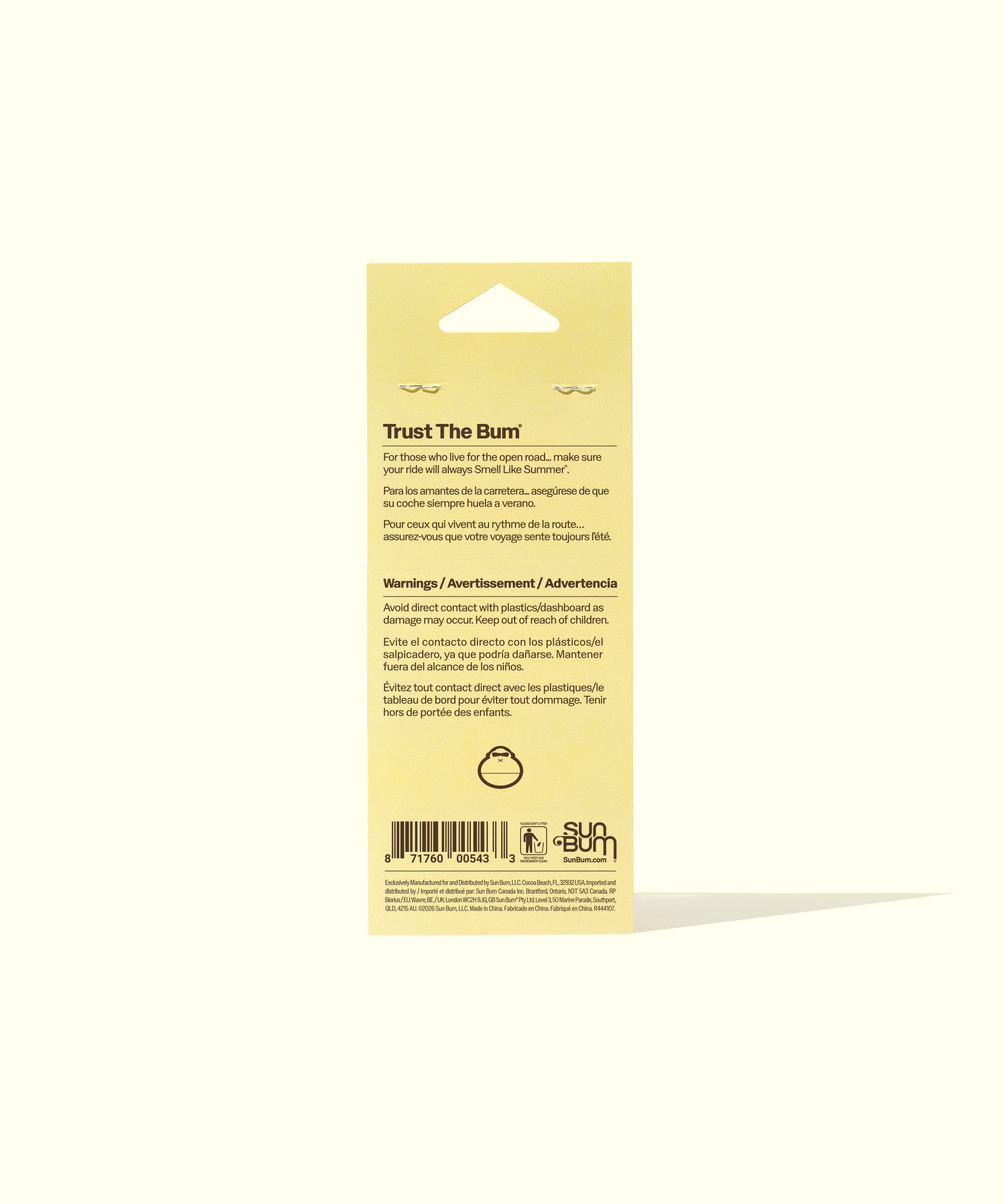 Packaging with 'Trust The Bum' branding on a white background