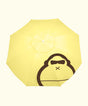 Yellow umbrella with a cartoon character on a white background